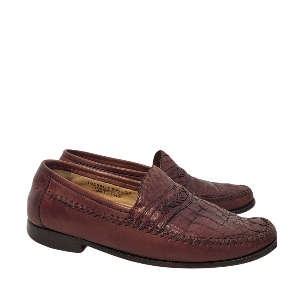 Genuine Caiman Alligator Imperial Loafers Brown Florsheim Imperial Mens Sz 38D - Picture 2 of 16